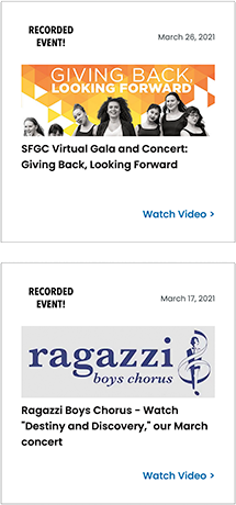 Performance panels examples to promote the Performances web page
