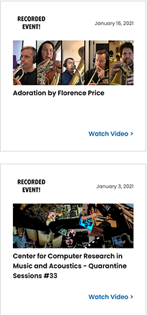 Performance panels examples to promote the Performances web page